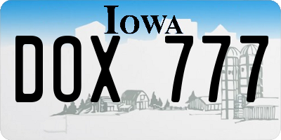 IA license plate DOX777