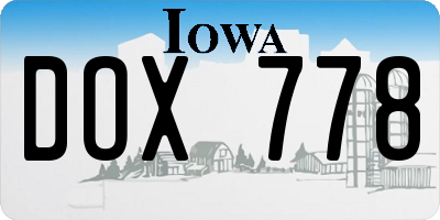 IA license plate DOX778