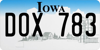 IA license plate DOX783