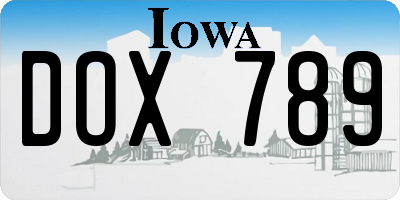 IA license plate DOX789