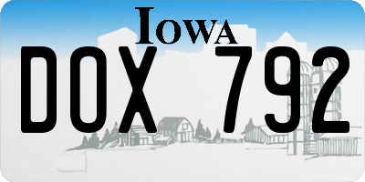 IA license plate DOX792