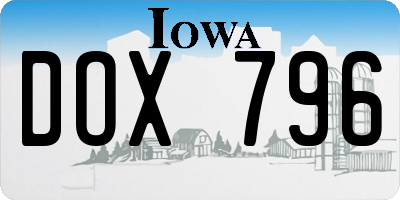 IA license plate DOX796