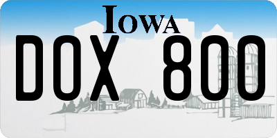 IA license plate DOX800