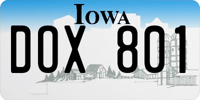 IA license plate DOX801