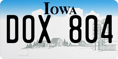IA license plate DOX804