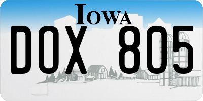 IA license plate DOX805