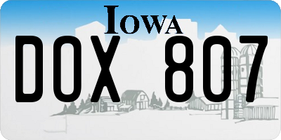 IA license plate DOX807