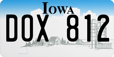 IA license plate DOX812