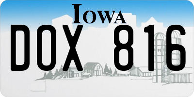 IA license plate DOX816