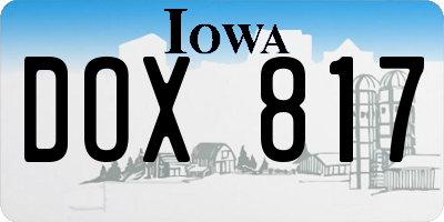 IA license plate DOX817