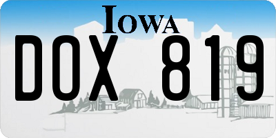 IA license plate DOX819