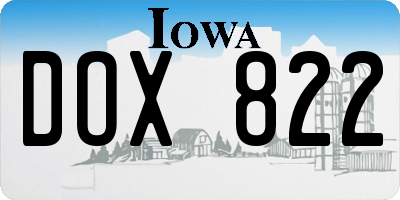 IA license plate DOX822