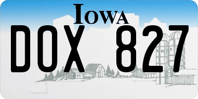 IA license plate DOX827