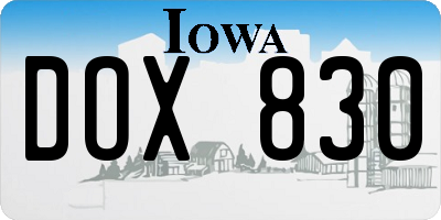 IA license plate DOX830