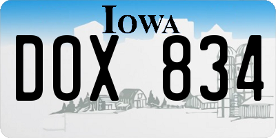 IA license plate DOX834