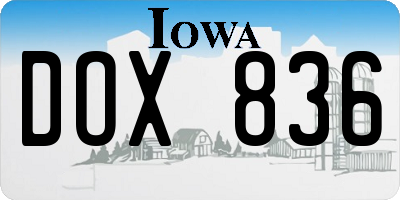 IA license plate DOX836