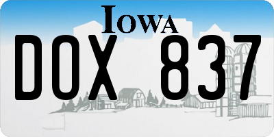 IA license plate DOX837