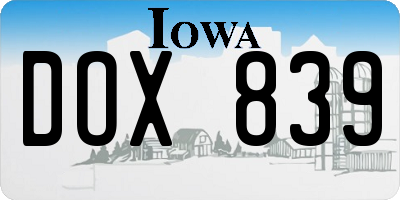 IA license plate DOX839
