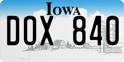 IA license plate DOX840