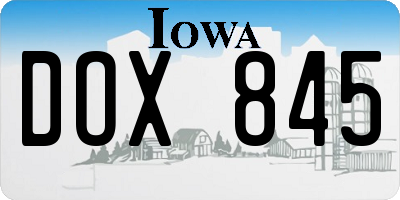 IA license plate DOX845