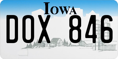 IA license plate DOX846