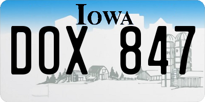 IA license plate DOX847