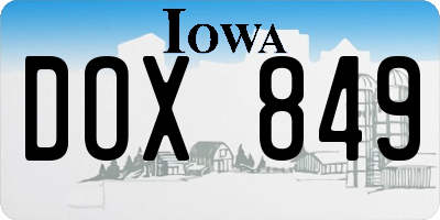 IA license plate DOX849