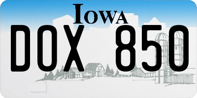 IA license plate DOX850