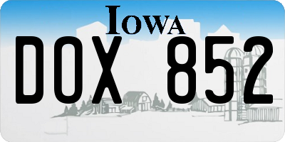 IA license plate DOX852