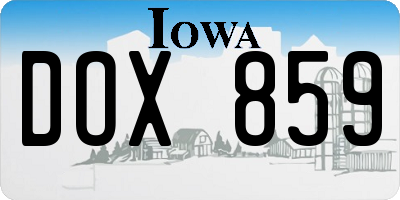 IA license plate DOX859