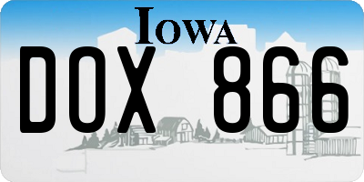 IA license plate DOX866