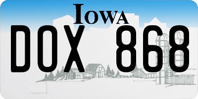 IA license plate DOX868