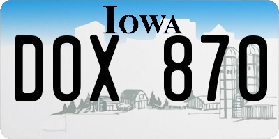 IA license plate DOX870