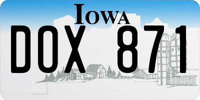 IA license plate DOX871