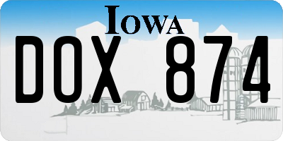 IA license plate DOX874