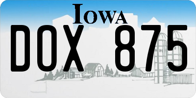 IA license plate DOX875