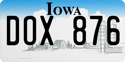 IA license plate DOX876