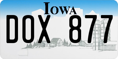 IA license plate DOX877