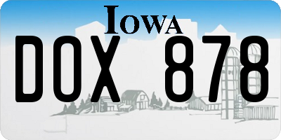 IA license plate DOX878