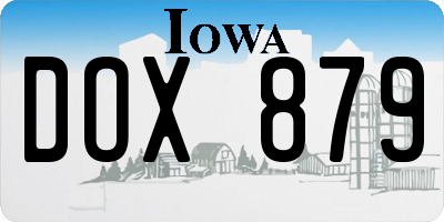 IA license plate DOX879