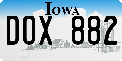 IA license plate DOX882