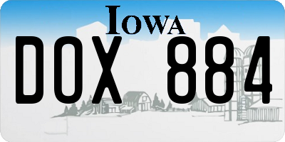 IA license plate DOX884