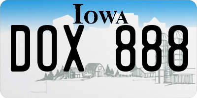 IA license plate DOX888