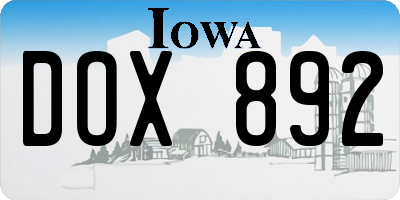 IA license plate DOX892