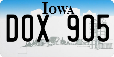 IA license plate DOX905