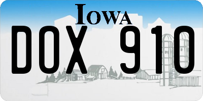IA license plate DOX910