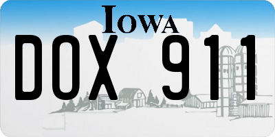 IA license plate DOX911