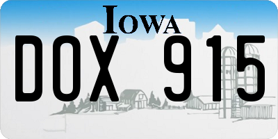 IA license plate DOX915
