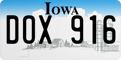 IA license plate DOX916