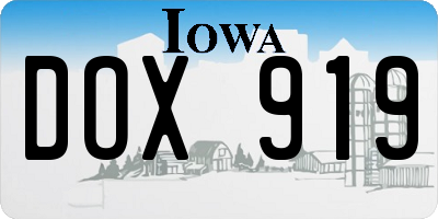 IA license plate DOX919